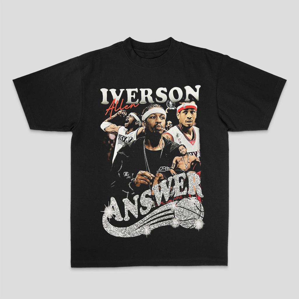 Top Allen Iverson American Heavyduty Cotton Graphic Printed Summer Shortsleeved Tshirt Unisex Style Both Of Unisex And Unisex