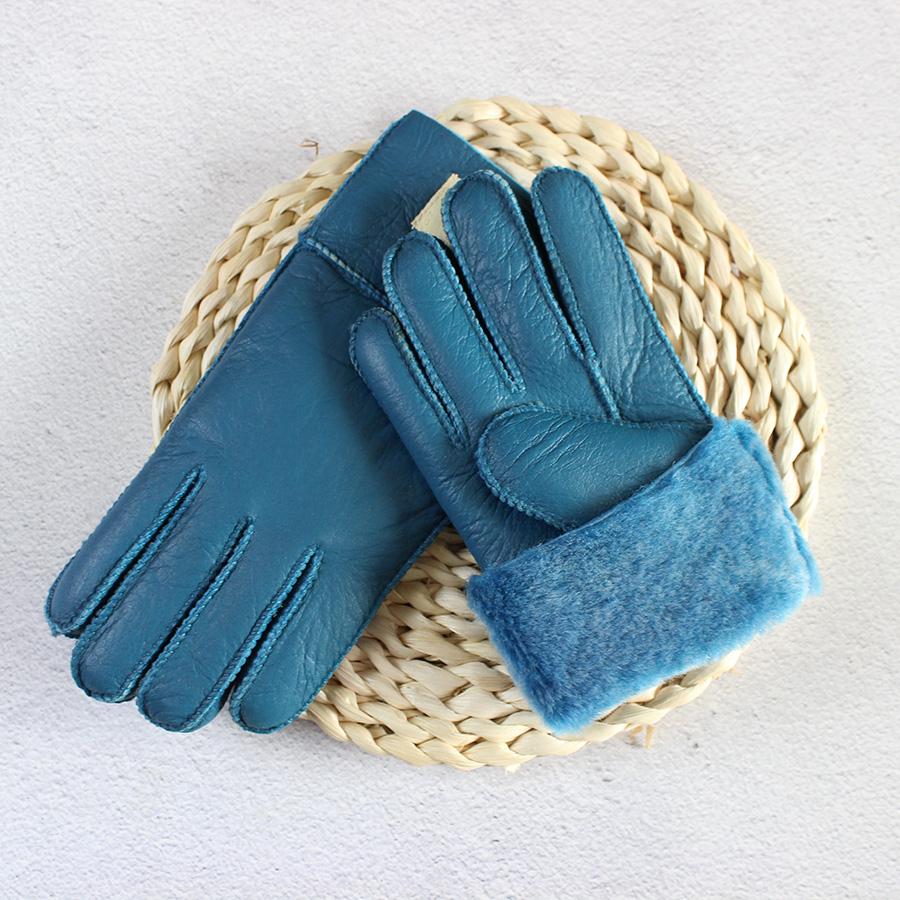 Winter Thickened Children's Sheepskin Fur Gloves Boys and Girls Windproof Warm Students Cold-Proof Leather Finger Gloves