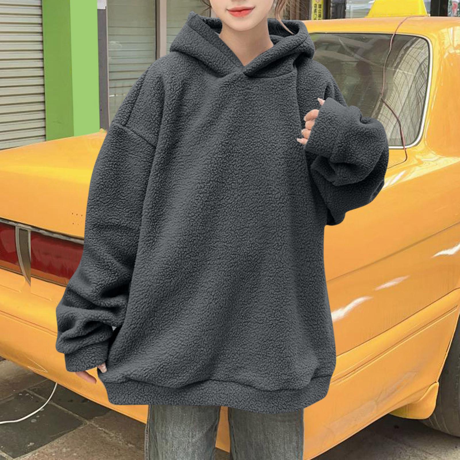 Женская повседневная модная однотонная толстовка с длинными рукавами и капюшоном M красный — фото 10