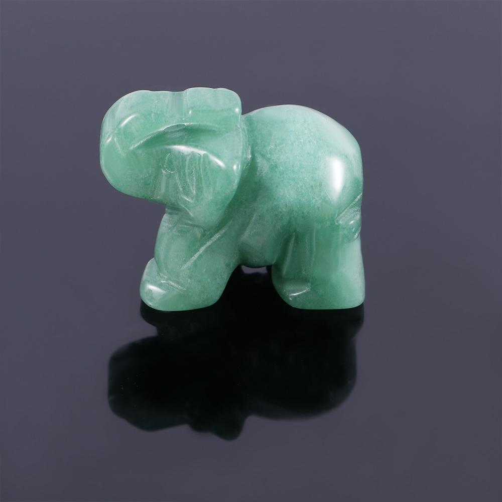 Desk Decor Figurine Green Hand Carved Aventurine Carved Elephant Elephant Statue Stone
