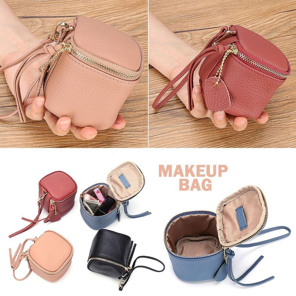 Small PU Leather Cosmetic Bag Square Shape Mini Size Coin Purse Waterproof Portable Design Clutch Bag Key Storage