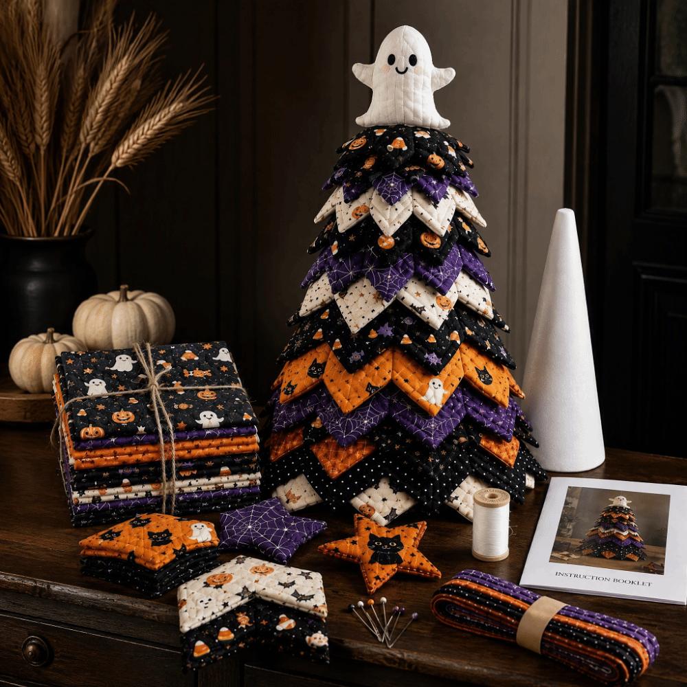 Complete Set DIY Craft Kit Handmade Hand-Made Decor Gifts Quilted Fabric Tree Halloween Decor