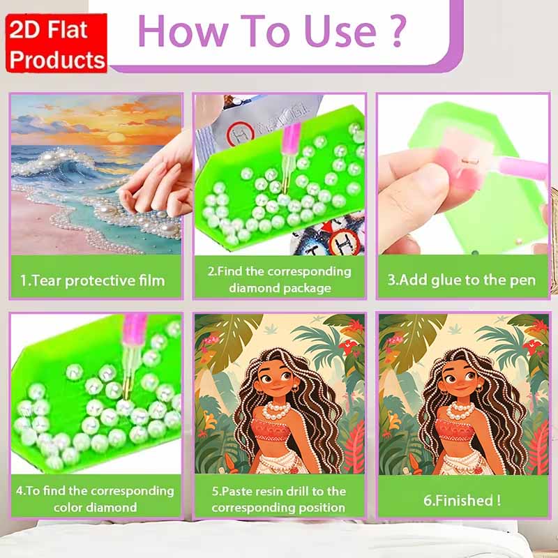 Disney Pearl Painting Moana DIY Pearl Art Painting Pearl Gem Painting Pictures Crafts Special Shape Home Wall Decoration