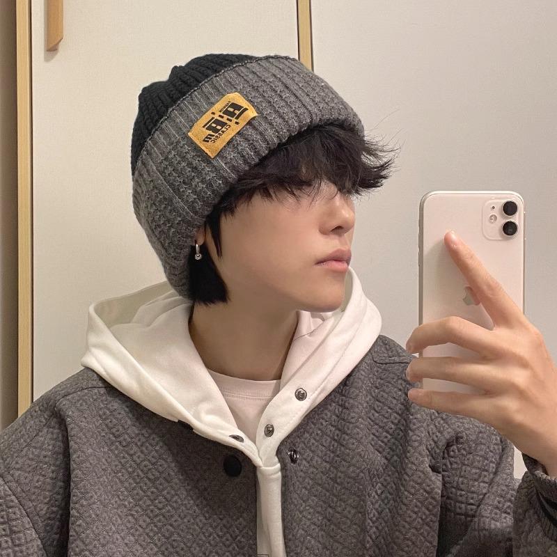 Men's Winter Wool Knit Hat - Double-Sided Warm Cotton Design