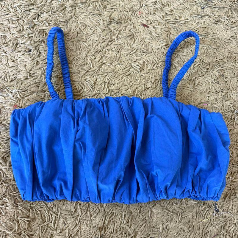 

American Brand Minimalist Retro All Cotton Fashion Ruched Bandeau Sling Dark Blue M