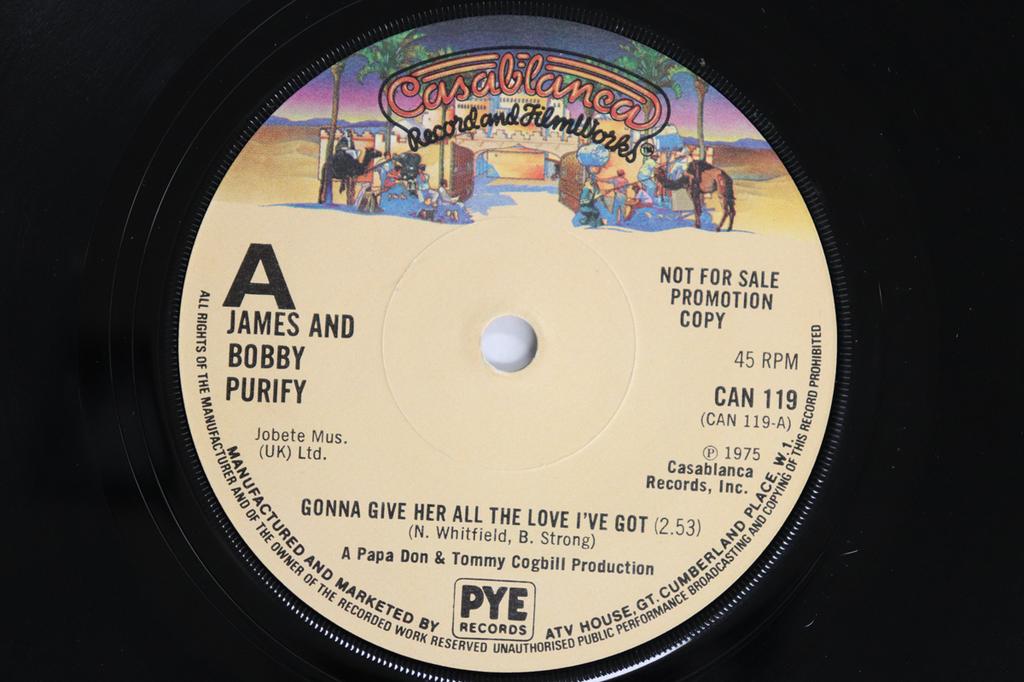 7inch Record JAMES & BOBBY PURIFY - Gonna Give Her All The Love I've Go CAN119PROMO CASABLANCA 1978 UK Soul/Funk Used