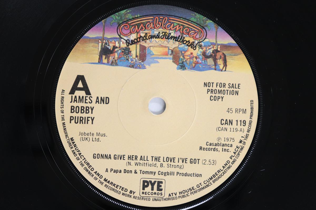 

7-дюймовая пластинка JAMES & BOBBY PURIFY - Gonna Give Her All The Love I ve Go CAN119PROMO CASABLANCA 1978 UK Соул/Фанк Б/У