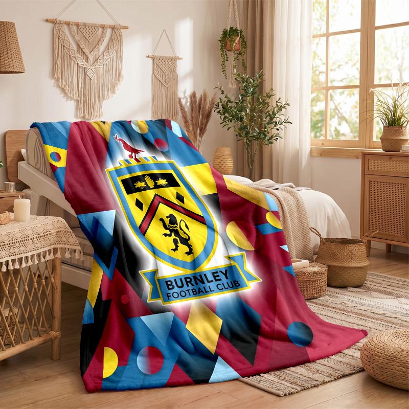 Burnley Football Print Flannel Blanket Soft Warm Sofa Bed Throw Blanket For Home Office Bedroom