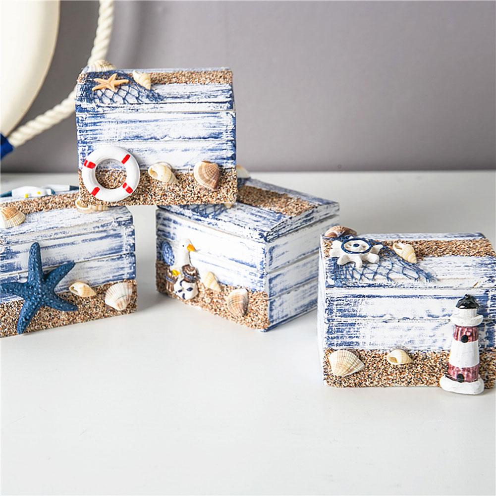 Jewelry Storage Wood Box With Mediterranean Style Vintage Multipurpose Small Items Case For Travel Organiser