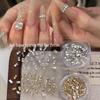 Sparkling Zirconia Strip Nail Art Decorations - Translucent White & Champagne Flat Rhinestones for DIY.