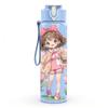 1PC Pink Dress Girl Bow Hair Decor Pattern 750ml Color Plastic Sports Water Bottle Leakproof Flip Straw Lid Suitable for Sports Office Home Use