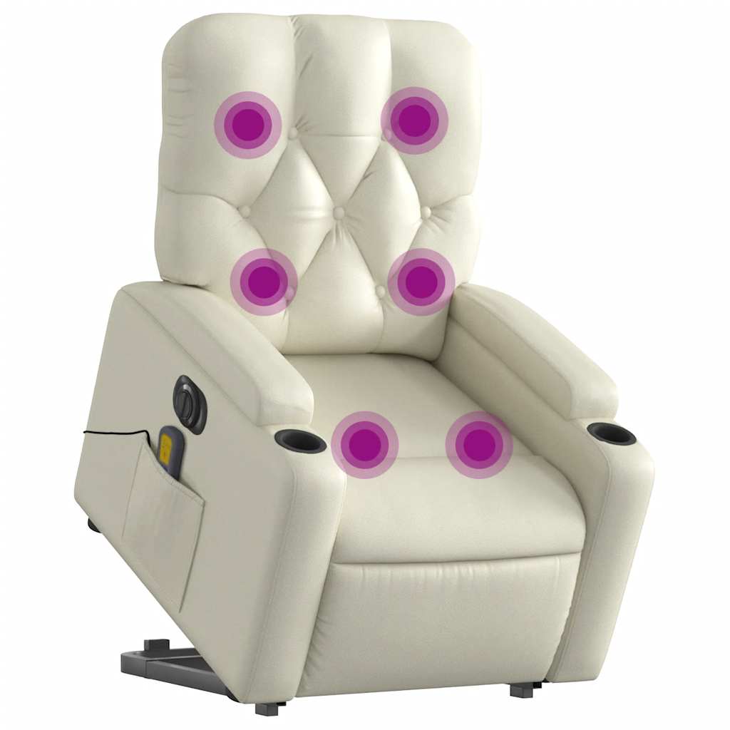 Vidaxl Reclining and Tilting Armchair with Massage, Electric, Cream