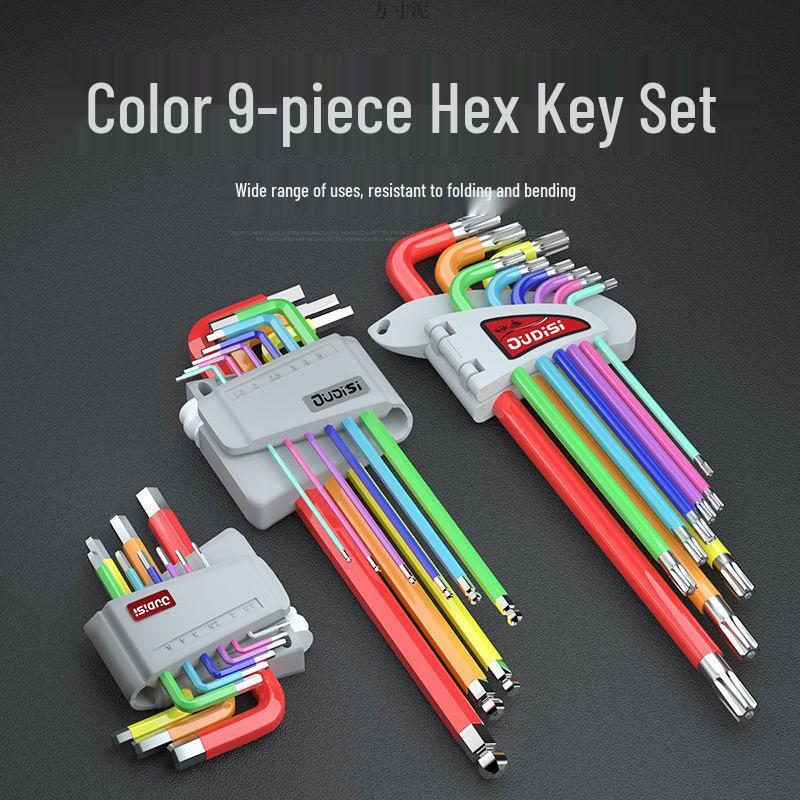 Colored Hex Wrench and Screwdriver Set - 6-Point, Multifunctional Tool with Extended Keys