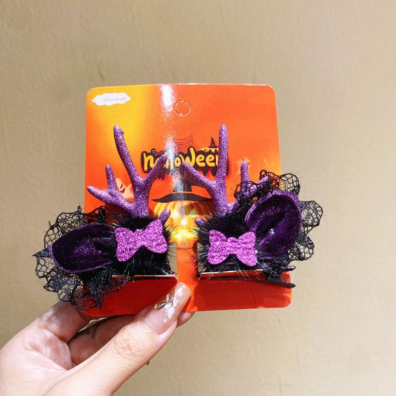 Funny Halloween Hair Accessories Cute Girls  Hat Hairpin Pumpkin Bat Decor Hair Clips For Children Party Dress Up Headwear