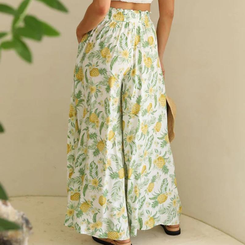 Women Comfortable Casual Dance Drapery High-Waisted Solid Color / Printed Loose Fit Wide Leg Culottes Pants
