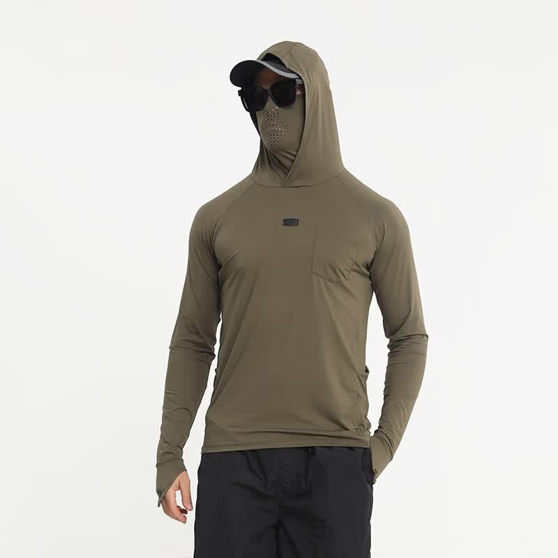 Shabate Men's Quick-Dry Ice Silk Fishing Shirt with Face Mask