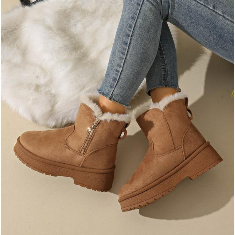 Fashion NEW Snow Boots Women Winter Warm Fashion Designer Platform Boots Non-slip Short Plush Flats Suede Cotton Shoes Mujer Botas