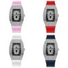 Fashion Women Barrel Shaped Quartz Watch With Silicone Strap For Casual Wear