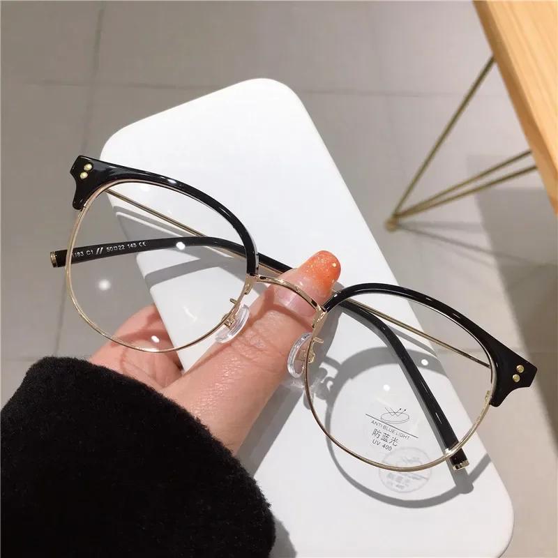 

Myopia Glasses Unisex Women Clear Lens Eyeglasses Anti-blue Light Half-frame Nearsighted Eyewear Diopter 0 To -4.0 Oculos -1