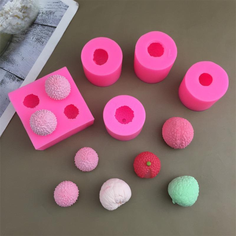 1Set 3D Lychee Silicone Molds for Fondant Soap Candle Strawberry Mango Wax Melts Berries Chocolate Candy Making Kitchen Tools