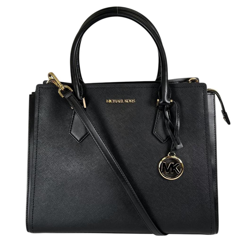 Michael Kors Satchel Shoulder Bag Handbag Leather Black Women 35T0GWXS3L Used