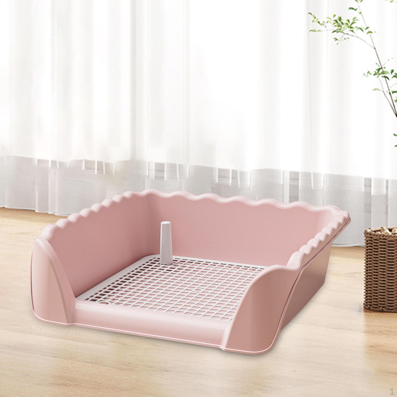 

Поднос для туалета для собак, устойчивый к брызгам, легко чистящийся держатель для подушечки для мочи со стойкой для мелких животных розовый