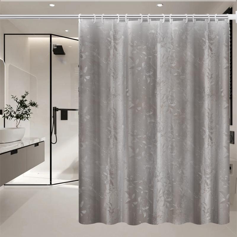 Transparent Waterproof Shower Curtain Bathroom Translucent Partition Curtain Easy Clean Wipe Mildew Proof Curtains with Hooks