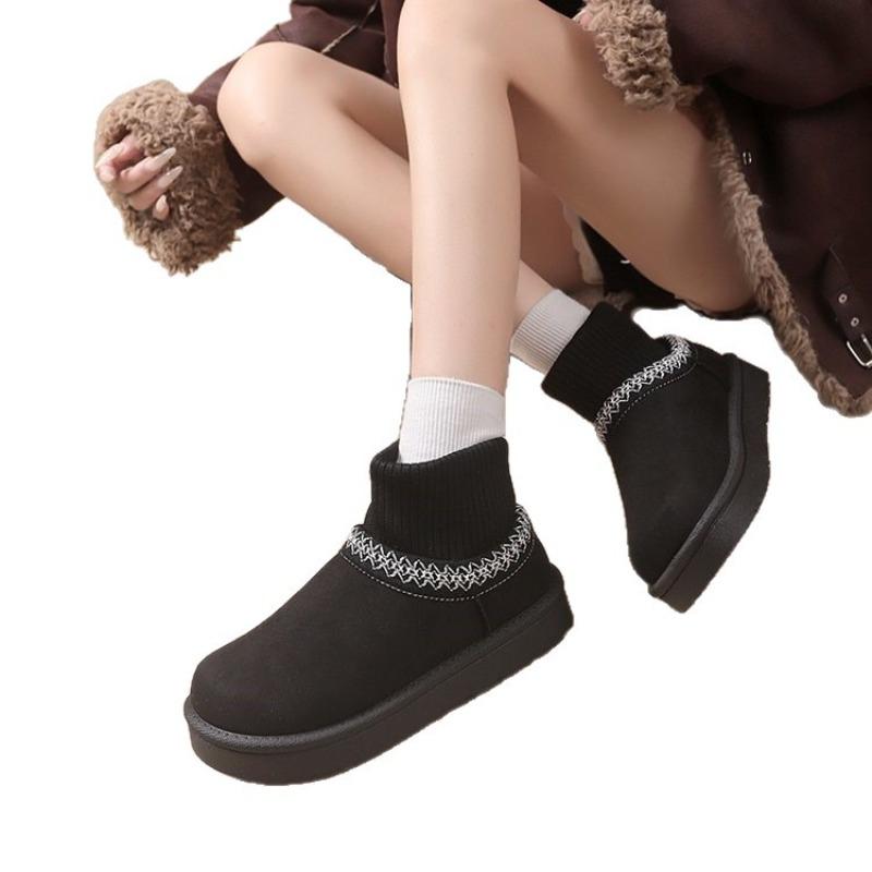 New Thick-soled Knitted Warm Snow Boots and Women's Fleece Thickened Shoes