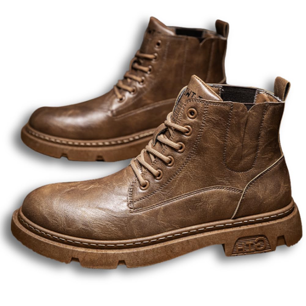 

Ретро Боковые Вставки Рабочие Легко Ходить Легко Надевать и Снимать Японский Размер Обуви [ALVEIN] Мужские Ботинки, Ботинки, Повседневные, в, ПУ, От, Усталость, Противоскользящие коричневый