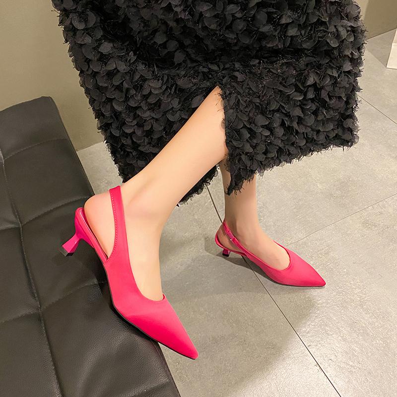 Fashion New Women Pointed Toe Heels Shoes Sandals Dress Party Fashion Summer Slippers New Walking Flip Flops Pumps Slides Zapatos Mujer