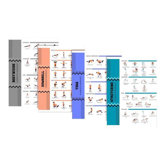 

4Pcs Yoga Dumbbell Workout Poster Set Full Body Strength Stretching
