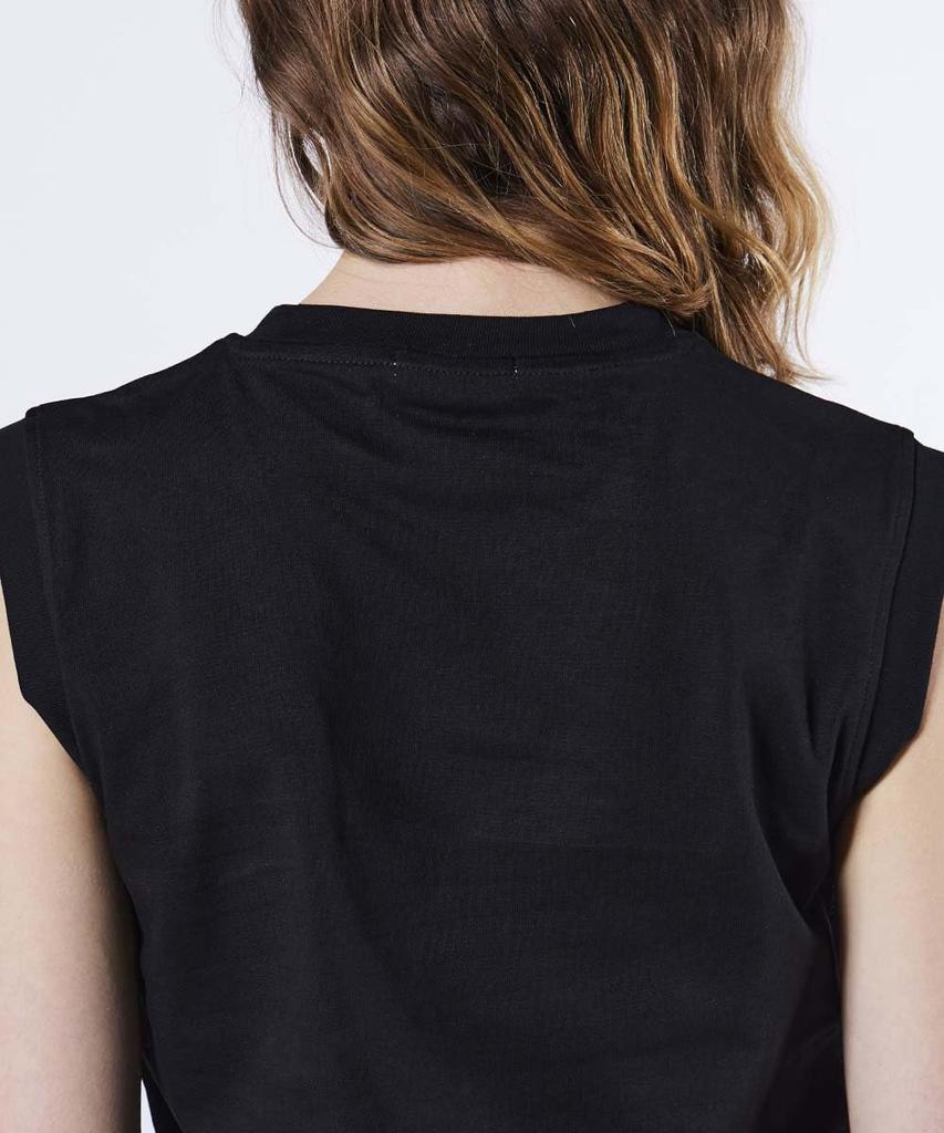 Double Standard Clothing D Logo Block Sleeveless Black Top, 0208-000-252, Women's,