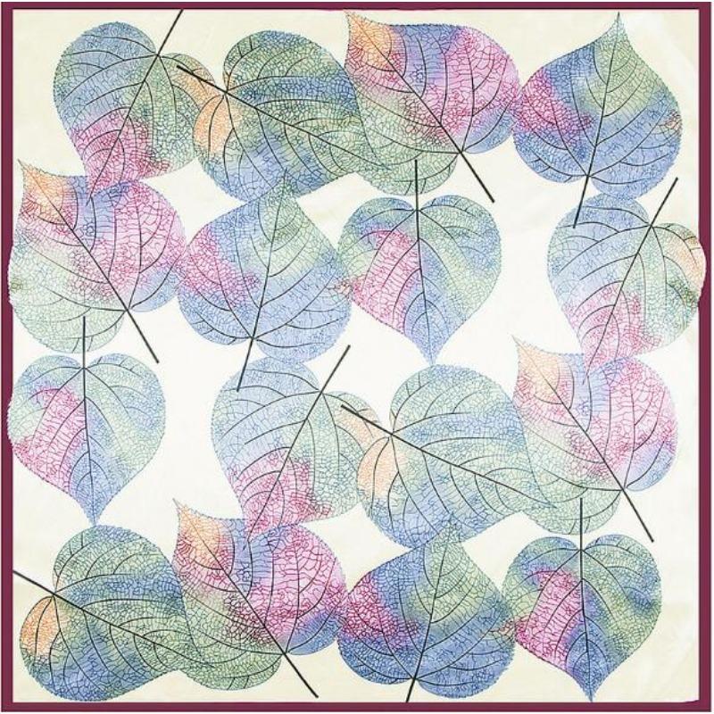 

90*90cm Square Silk Scarf Women Big Size Leaves Printed High Quality Shawl Hijab Ladies Scarves Wraps 90x90cm