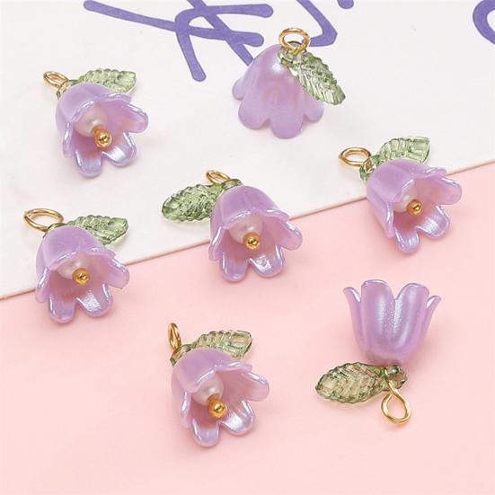 10Pçs Pingente DIY Flor do Vale de Resina com Textura de Simulação Tridimensional