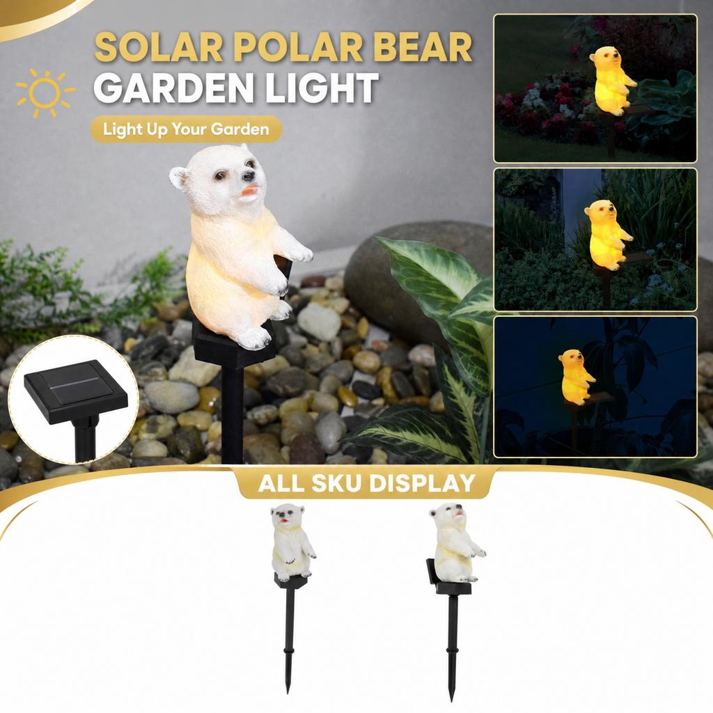 Ground Stake Resin Light with Bear Design for Outdoor Garden Yard Decoration