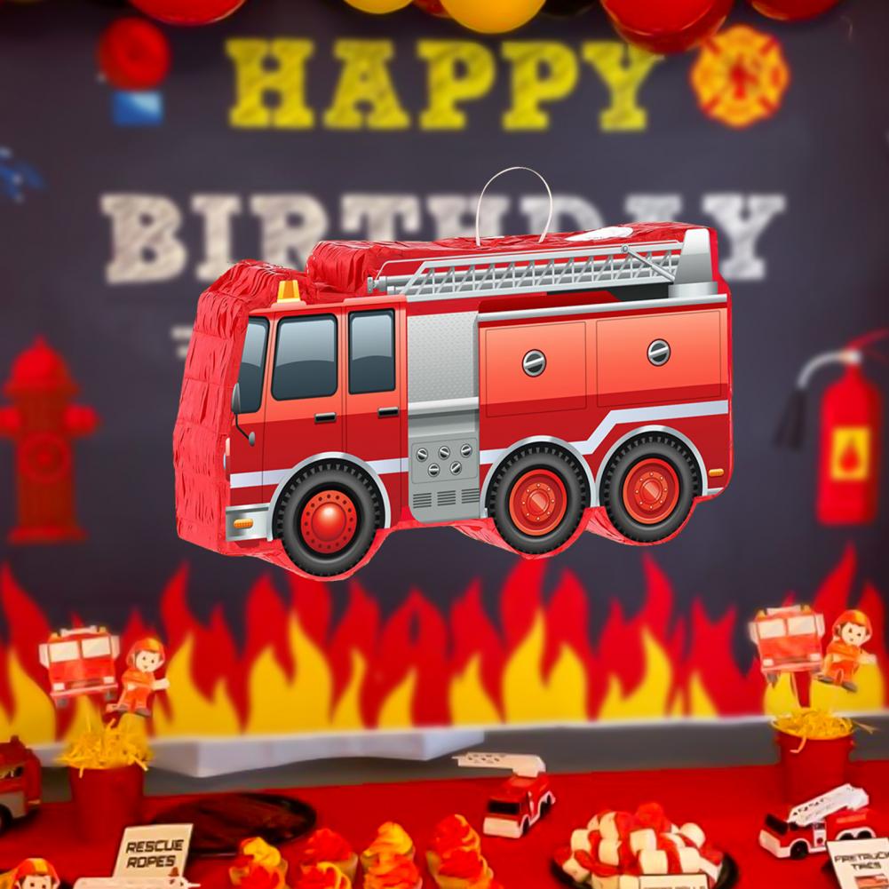 Children Party Pinata Truck Pinata for Kids Firetruck Pinata Set with Stick Blindfold Confetti Firefighter Birthday for Kids