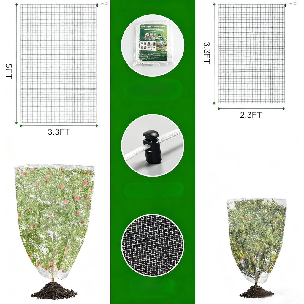 Sacchi di copertura per piante con coulisse, reti da giardino in rete, reti riutilizzabili per insetti e frutta, attrezzi da giardino