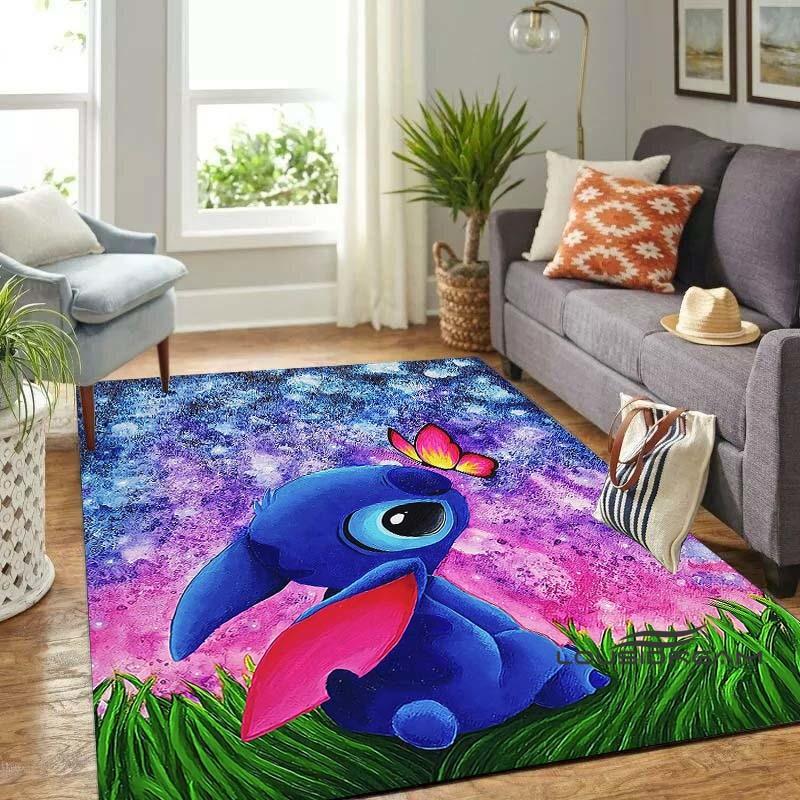 Personalized name-customized rug, "Stitch" print, suitable for living rooms, bedrooms, large-sized soft rug, home décor, sofa