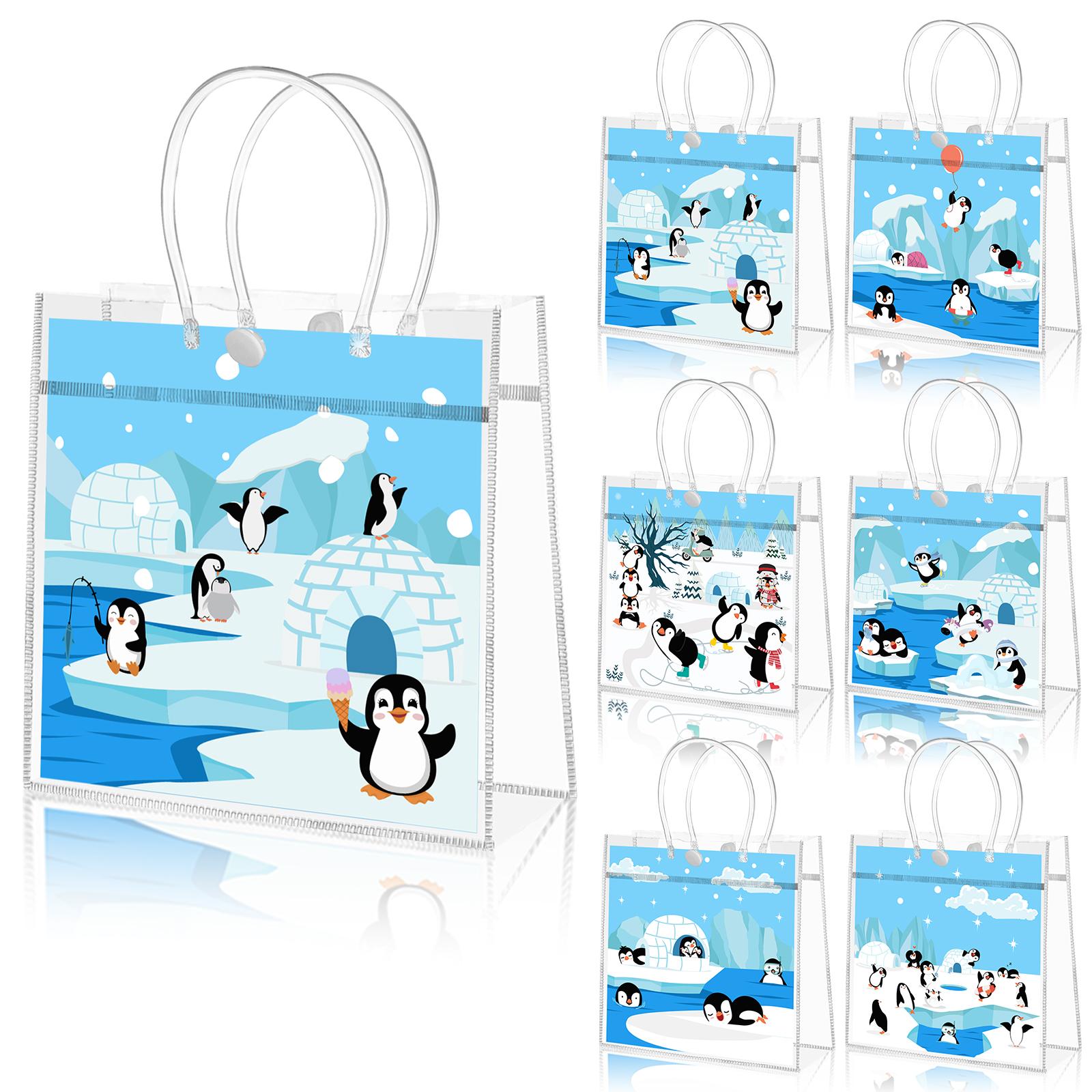 24 шт. Украшения для вечеринки с пингвинами Украшение на день рождения с пингвинами Пакеты для угощений с пингвинами ПВХ пакеты для подарков с ручками Зимняя вечеринка 1