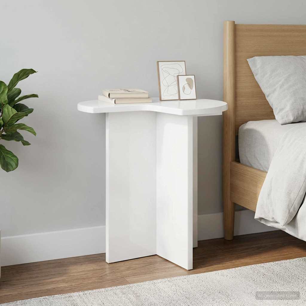 Side Table Set 2 Pcs High Gloss White Ø 39 X 38 Cm Engineered Wood