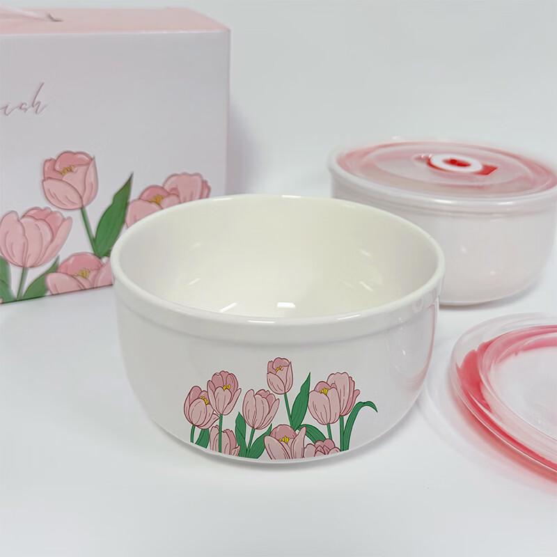 Tulip Design Ceramic Fresh-keeping Bowl
