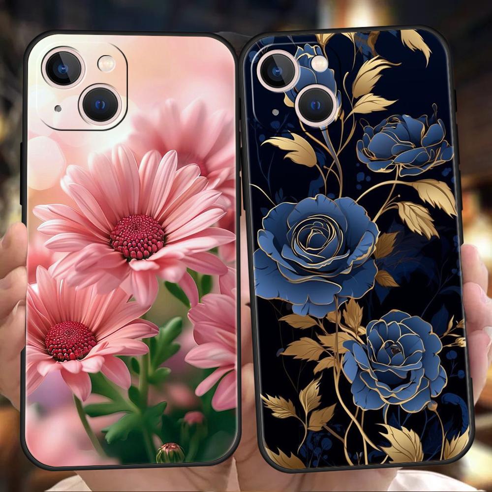 Flower Phone Case for iPhone 16 15 14 13 12 Pro Max 11 Pro Max 7 8 Plus XS XR Shockproof Silicone Soft Shell Fundas Capas Bags
