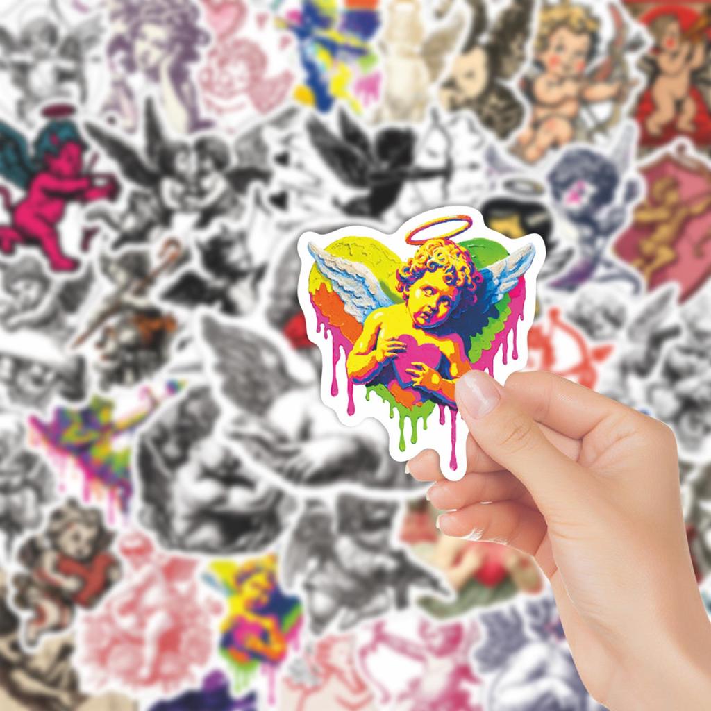 50 Sheets Angel Series Graffiti Stickers: Waterproof DIY Decoration for Water Bottles & Luggage