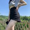 Koreański Styl Wysoki Stan Czarne Jeansowe Szorty A-Line Damskie - Letnie Wyszczuplające Elastyczne Hot Pants