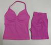 JYL Seamless Backless Two Piece Set Padded Halter Top Fitness Shorts