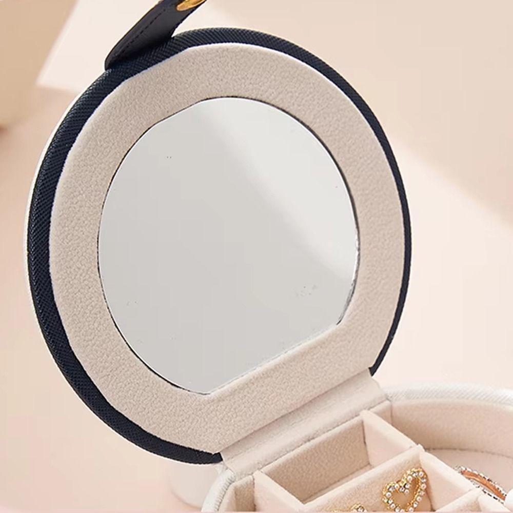 Double Layers Portable Earrings Storage Case Divided PU Leather Jewelry Container Women