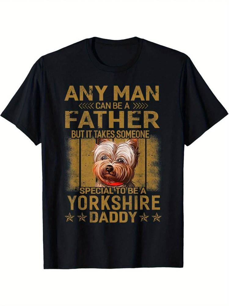 Men039;S Casual Cotton T-Shirt with Unique Yorkie Terrier Print- Perfect Father Unisex T-Shirt S