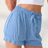 Damen Locker Lässig Hohe Taille Schleife Elastischer Bund Karierte Shorts Lässige Shorts