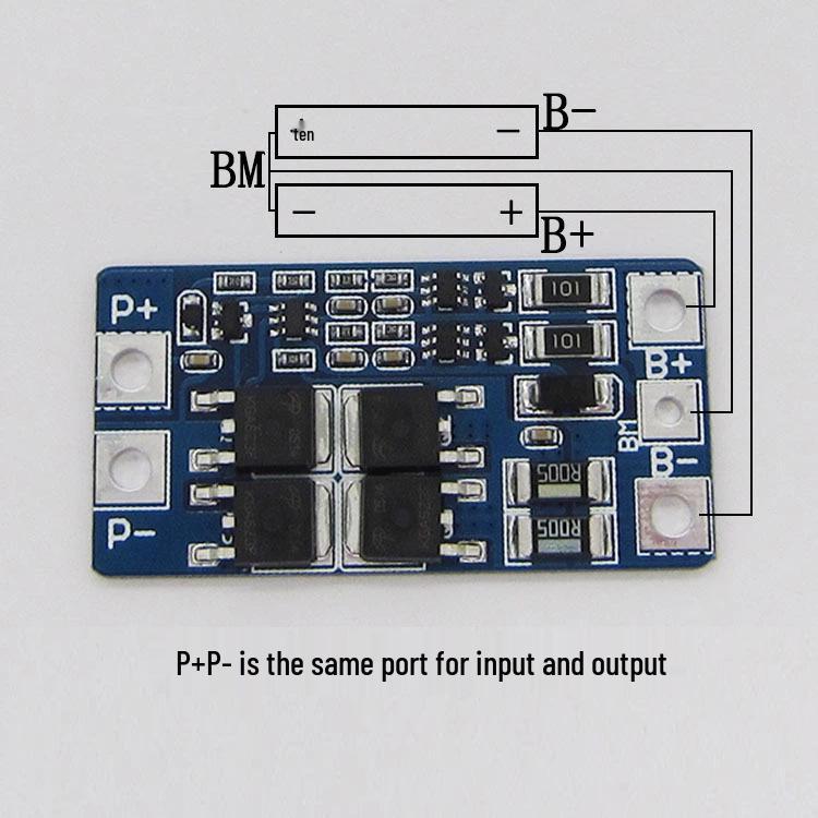 7.4V 2S Lithium Battery Protection Board with Balancing, Overcharge/Overdischarge Protection, 8.4V, 10A Current