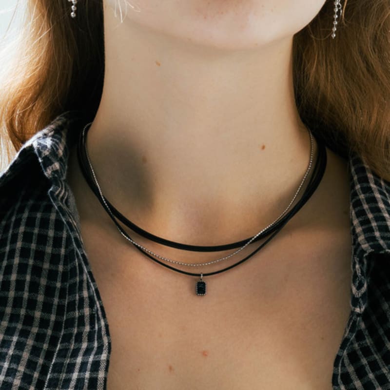 pearlymore three-line leather choker necklace_PM24N016WT